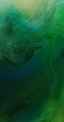 Mist swirl texture. Paint water flow. Green color splash vapor floating wave spreading dreamlike sky cloud abstract background.
