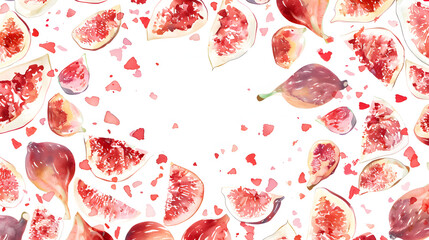 Fig pieces of fruit Watercolor