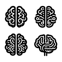 Brain icon set illustration