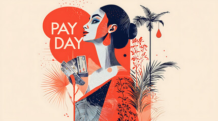Your Financial Success with Vibrant PAY DAY Imagery Featuring Tropical Colors and Palm Trees