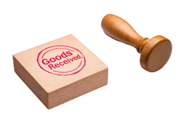 Utilize a rubber stamp to mark goods received in bold red ink