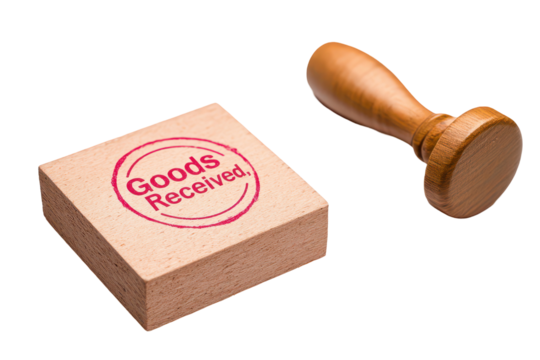 Utilize a rubber stamp to mark goods received in bold red ink