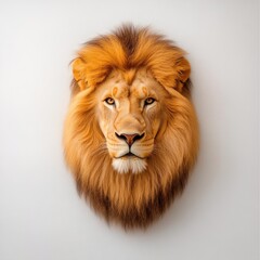 Fototapeta premium Majestic Lion Portrait with Lush Mane Against a Neutral Background, Capturing the Essence of Wildlife and Natural Beauty in Stunning Detail