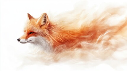 Obraz premium Majestic Red Fox Surrounded by Ethereal Smoke, Capturing the Essence of Nature's Grace and Wild Beauty in a Vibrant and Artistic Representation