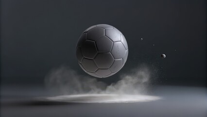 Fototapeta premium A White Soccer Ball Floating Above a Dusty Surface