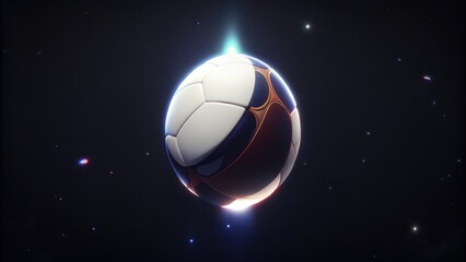 Fototapeta premium A glowing soccer ball in space with stars