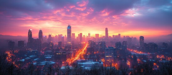 Fototapeta premium Cityscape at Sunrise