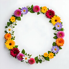 Obraz premium Flowers Circle Border Copy Space Area