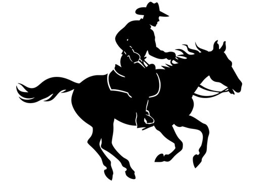 recommend clip art: Rodeo silhouette vector illustration on white background.