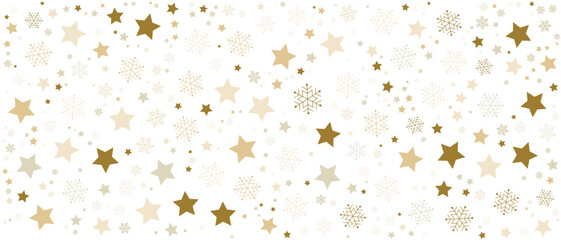 snowflakes and stars gold color design vector on white background