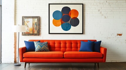 Modern Chic Living Room with Bold Sofa & Art