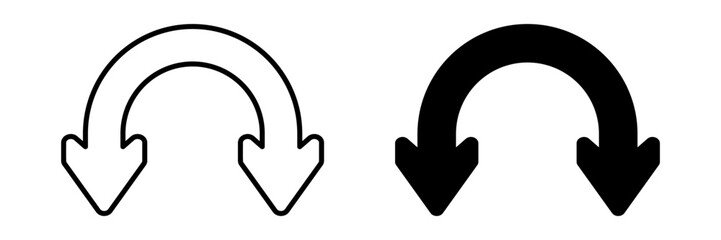 double semicircle arrow icon set. modern design isolated on white background.