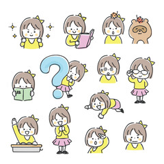 かわいい女の子のイラストセット