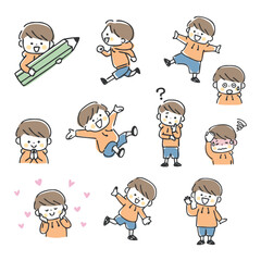 かわいい男の子のイラストセット