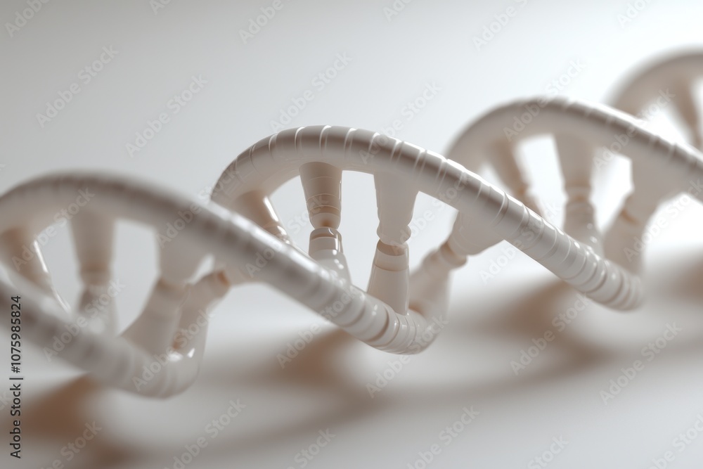 Poster a close-up view of a molecular structure resembling dna, showcasing its helical design in a minimali