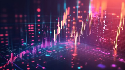 Abstract Digital Data Visualization with Colorful Bars and Lines