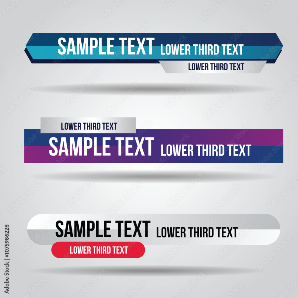 Poster lower third white and colorful design template modern contemporary. set of banners bar screen broadc