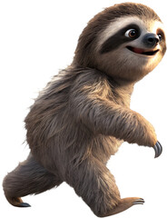 Fototapeta premium Cute cartoon sloth running joyfully, adding fun and energy to any project. 
