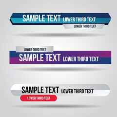 Lower third white and colorful design template modern contemporary. Set of banners bar screen broadcast bar name. Collection of lower third for video editing on transparent background.