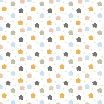 Naklejki Seamless vector pattern with hand drawn children's theme Trendy baby texture for wrapping clothes, wallpaper, textile fabric, scrapbooking, vinyl stickers, screen printing, printable decoration