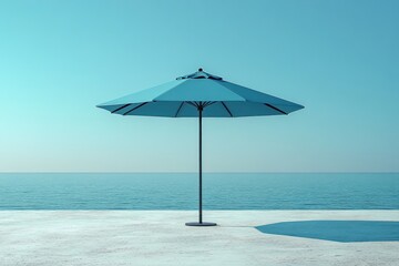 Blue Beach Umbrella on a Sunny Day
