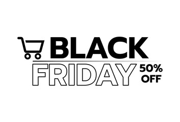 A black and white graphic Black Friday on black and white background.