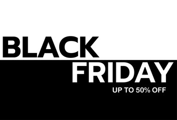 A black and white graphic Black Friday on black and white background.
