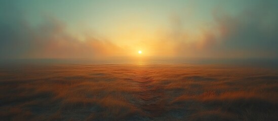 Obraz premium Sunrise Over Foggy Field