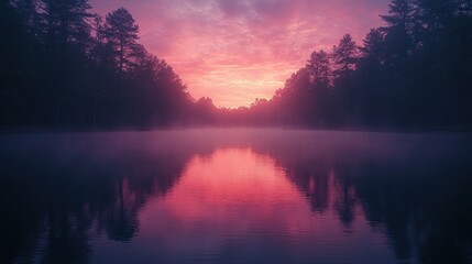 Fototapeta premium Pink Sunset Reflecting on Still Water
