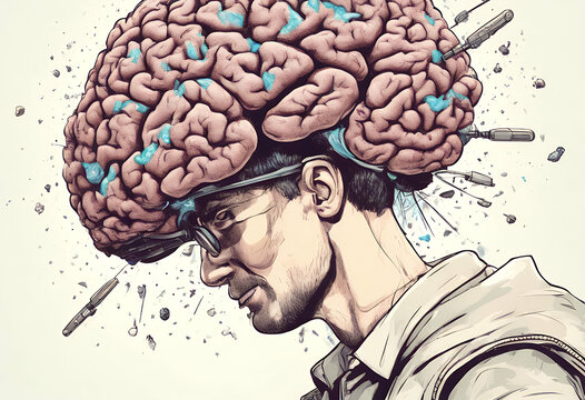 comic crazy creativity artwork original doodle olated brain damage style learning drawing hand communication boy olated man art cute image space concept human mind much drawn guy  