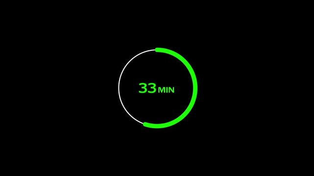33 minutes timer clock icon 4k animation background.