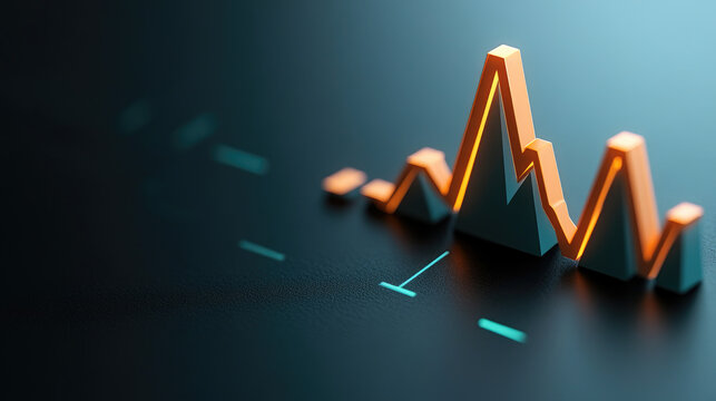 Annual financial analysis showcasing vibrant data points on dynamic line charts in a visually engaging 3D representation