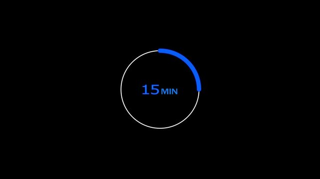 15 minutes timer clock icon 4k animation background.