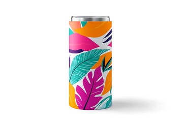 Fototapeta premium Summer floral coffee bamboo cup on a white background