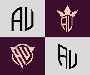 Creative simple Initial Letters AV Logo Designs Bundle.