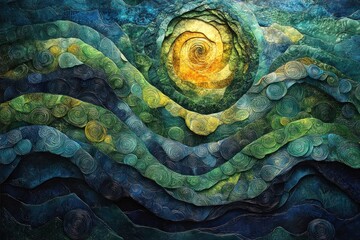 Obraz premium Abstract Landscape with Swirling Textures
