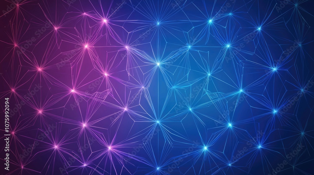 Aufkleber vibrant abstract network pattern with glowing nodes and colorful lines, perfect for technology, scie