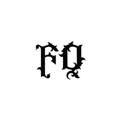 FQ monogram logo design letter text name symbol monochrome logotype alphabet character simple logo