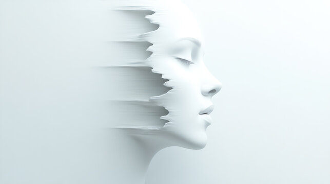 Morphing Faces Sign, a dynamic display of shifting human features merging into a blank canvas, symbolizing transformation and identity fluidity.