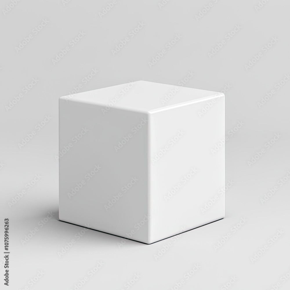 Poster minimalist white cube in a clean studio environment, perfect for modern interior design concepts and