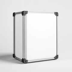 Minimalist Design White Exhibition Display Box with Silver Aluminum Frame for Trade Shows and Promotional Events, Versatile Portable Presentation Solution