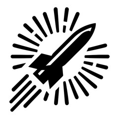 "Simple Vector Icon of a Missile: Powerful Pictogram Illustration for Modern Warfare Themes