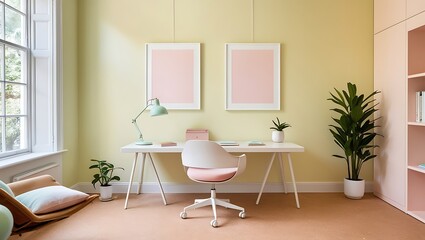 Living room wall poster mockup. Interior mockup with house background. Modern interior