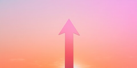 Abstract Upward Arrow in Pink Gradient Sky.