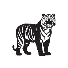 Obraz premium Tiger pose vector silhouette flat style illustration isolated white