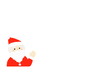 手を上げるサンタクロースのフレームイラスト　