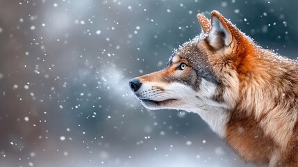 Wolf in Snowy Landscape Close-Up Detail