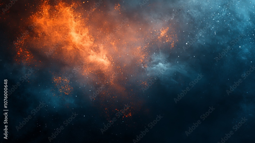 Poster abstract multicolored textured digital art design with dynamic energy and dreamy atmosphere on dark 