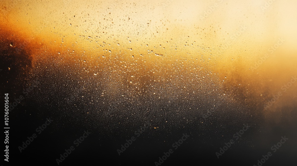 Poster close-up of textured window with orange and yellow gradient background, creating serene and peaceful