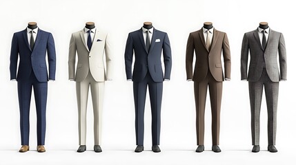 Five Suits in Different Colors and Patterns